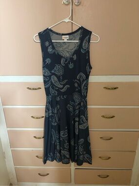 LuLaRoe Navy & Light Blue Paisley Sleeveless Midi Dress